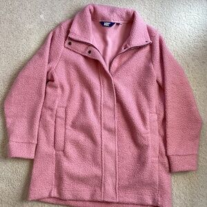 Lands End snap and zipper front Sherpa jacket size large